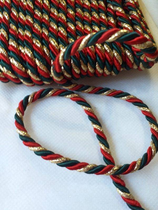 Cordoncino rosso/verde/oro