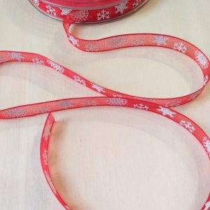 Nastro organza rosso "fiocchi". Altezza: 10 mm.