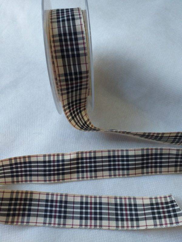 Nastro "scozzese" nero/bordeaux. Altezza 25 mm.